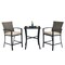 Costway 3PCS Patio Rattan Bar Furniture Set Slat Table 2 Cushioned Stools Poolside Gray